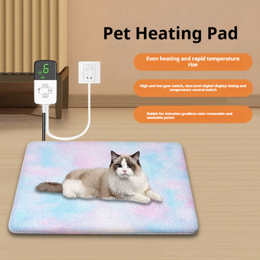 HKM-0804797 Electric Heating Pad for Pets - Waterproof Tie-Dyed Rabbit Hair Blanket, 30x40cm, 45x45cm, 45x70cm