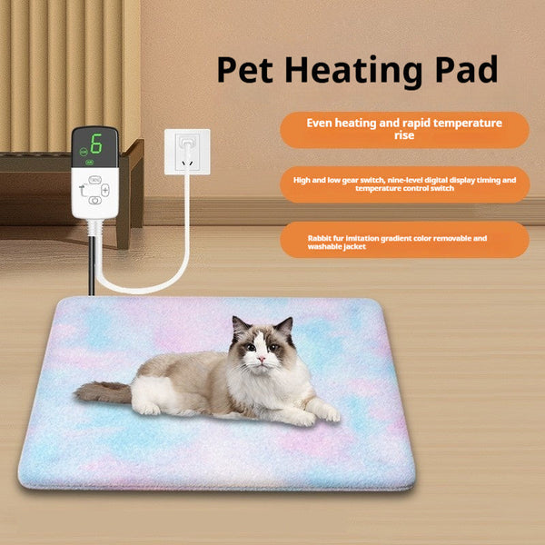 HKM-0804797 Electric Heating Pad for Pets - Waterproof Tie-Dyed Rabbit Hair Blanket, 30x40cm, 45x45cm, 45x70cm