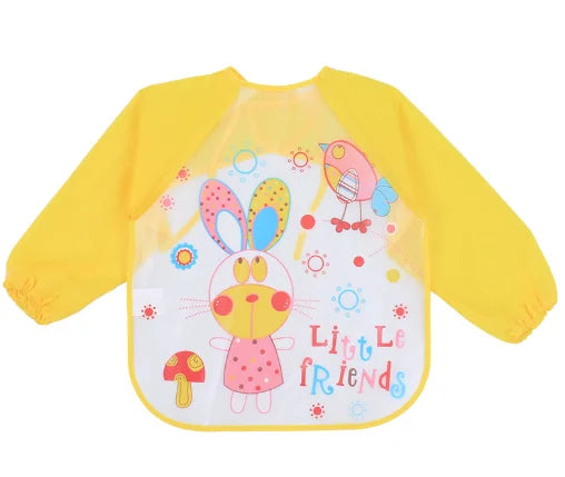 HKM-080531 Private Label Baby Feeding Bib for Eating Waterproof Washable Long Sleeve Romper Smock
