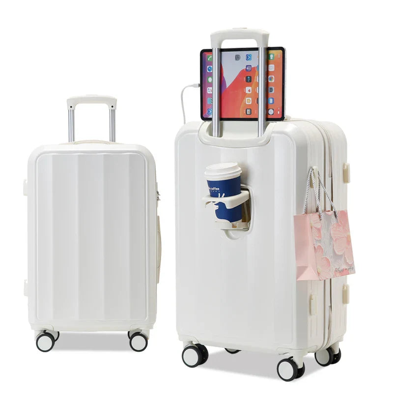 HKM-080531 Travel Bag Set - 3-Piece Luggage Suitcase & Rolling Tote for Cabin Use, Leather Design with Wheels