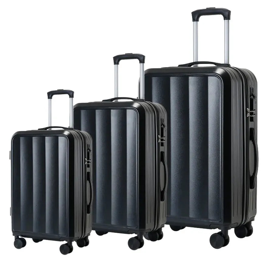 HKM-080531 Travel Bag Set - 3-Piece Luggage Suitcase & Rolling Tote for Cabin Use, Leather Design with Wheels