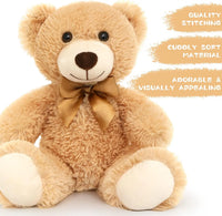 HKM-080595 14-Inch Light Brown Plush Stuffed Animal Teddy Bear for Baby Showers and Kids' Gifts