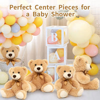 HKM-080595 14-Inch Light Brown Plush Stuffed Animal Teddy Bear for Baby Showers and Kids' Gifts