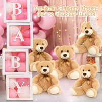 HKM-080595 14-Inch Light Brown Plush Stuffed Animal Teddy Bear for Baby Showers and Kids' Gifts
