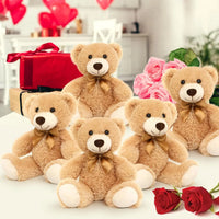 HKM-080595 14-Inch Light Brown Plush Stuffed Animal Teddy Bear for Baby Showers and Kids' Gifts