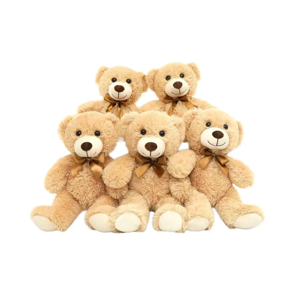 HKM-080595 14-Inch Light Brown Plush Stuffed Animal Teddy Bear for Baby Showers and Kids' Gifts