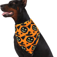 HKM-0806205 Reversible Halloween Dog Bandana with Pumpkin and Spider Web Design, Adjustable Fit for Neck Sizes up to 16 inches