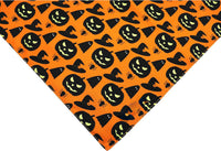 HKM-0806205 Reversible Halloween Dog Bandana with Pumpkin and Spider Web Design, Adjustable Fit for Neck Sizes up to 16 inches
