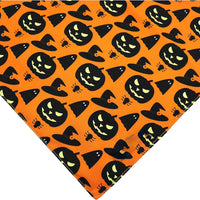 HKM-0806205 Reversible Halloween Dog Bandana with Pumpkin and Spider Web Design, Adjustable Fit for Neck Sizes up to 16 inches