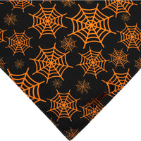 HKM-0806205 Reversible Halloween Dog Bandana with Pumpkin and Spider Web Design, Adjustable Fit for Neck Sizes up to 16 inches