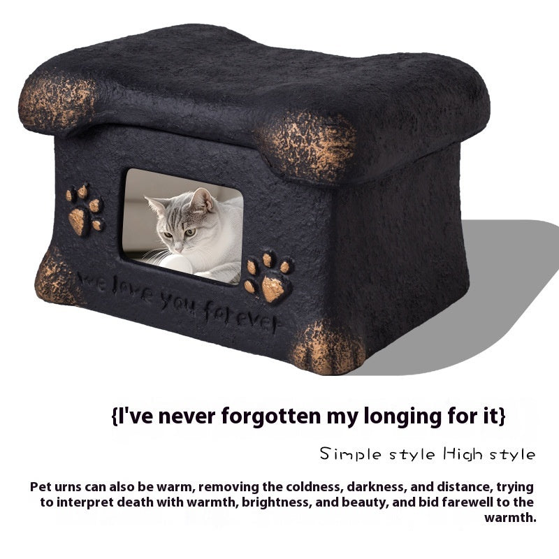 HKM-0806589 Handmade Pet Cremation Cinerary Casket in Polant Cement with Ash Urn