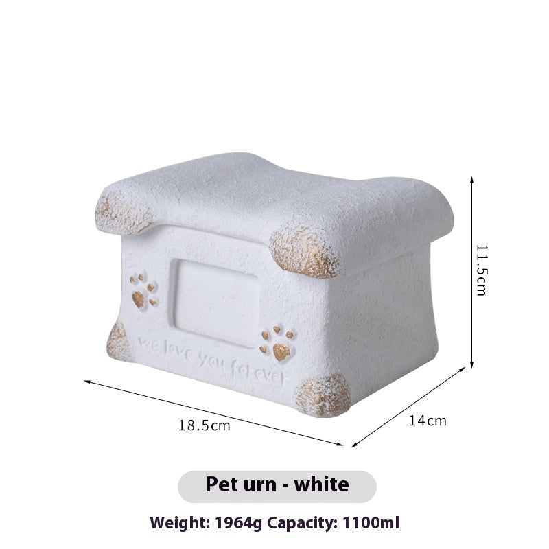 HKM-0806589 Handmade Pet Cremation Cinerary Casket in Polant Cement with Ash Urn