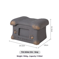 HKM-0806589 Handmade Pet Cremation Cinerary Casket in Polant Cement with Ash Urn