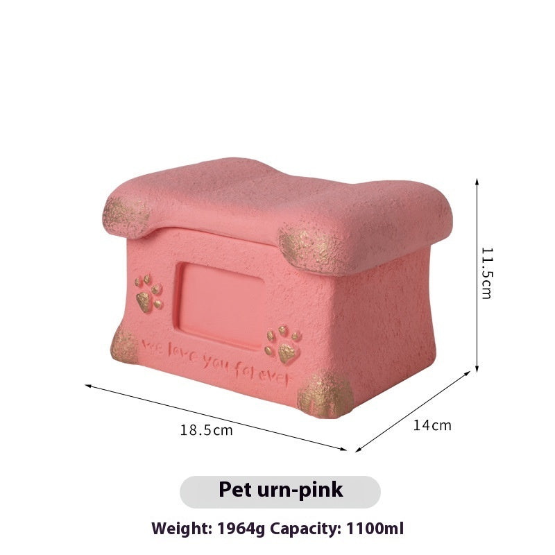 HKM-0806589 Handmade Pet Cremation Cinerary Casket in Polant Cement with Ash Urn