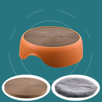 HKM-0806973 Dual-Function Cat Nest and Scratching Bowl with Thick Plush Mat for Year-Round Use