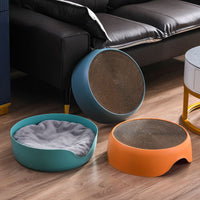 HKM-0806973 Dual-Function Cat Nest and Scratching Bowl with Thick Plush Mat for Year-Round Use