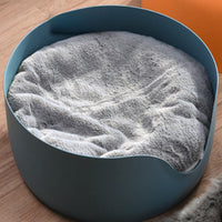 HKM-0806973 Dual-Function Cat Nest and Scratching Bowl with Thick Plush Mat for Year-Round Use