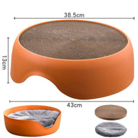 HKM-0806973 Dual-Function Cat Nest and Scratching Bowl with Thick Plush Mat for Year-Round Use