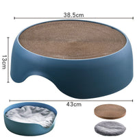 HKM-0806973 Dual-Function Cat Nest and Scratching Bowl with Thick Plush Mat for Year-Round Use