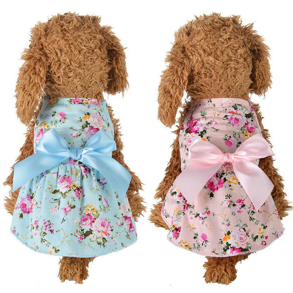 HKM-080723 Cotton Princess Skirt for Pets with Ribbons - Available in Blue and Pink