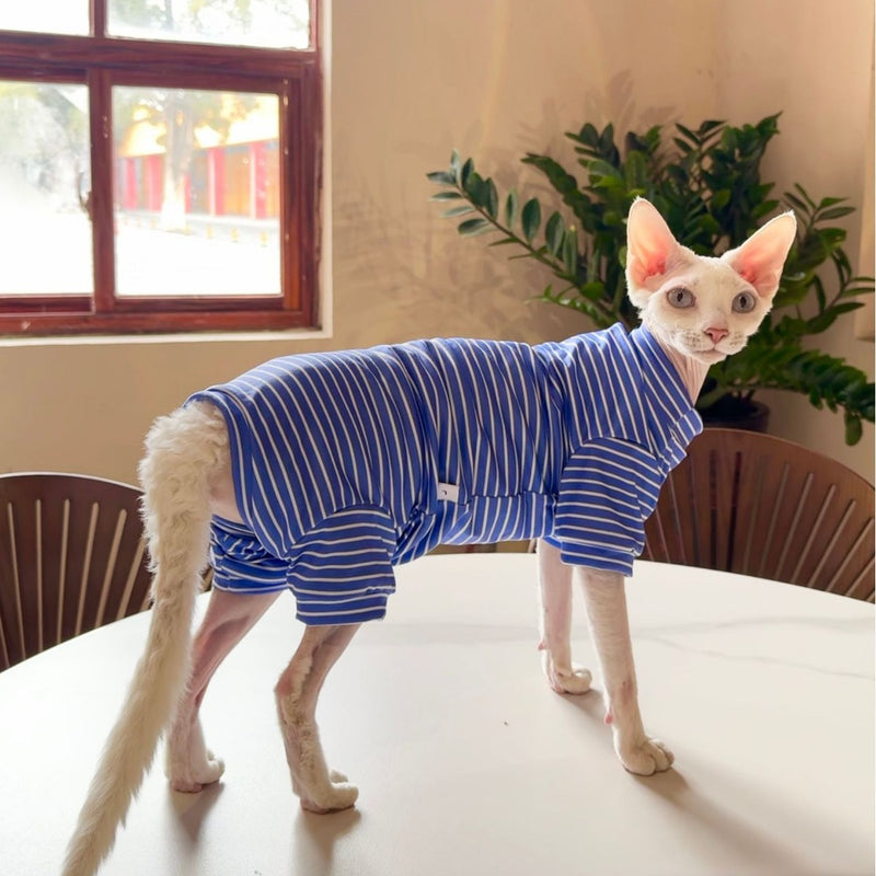 HKM-0807357 Breathable Four-Legged Cat Clothing in Blue, Purple, Yellow, and Brown - Casual Polyester Pet Outfit