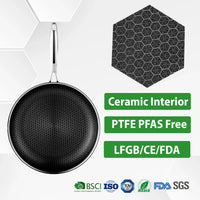 HKM-080851 13-Piece Stainless Steel Hybrid Cookware Set with Lids, 3-Ply Non-Stick Honeycomb Design