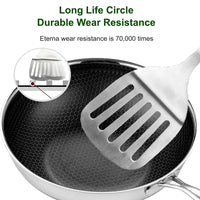 HKM-080851 13-Piece Stainless Steel Hybrid Cookware Set with Lids, 3-Ply Non-Stick Honeycomb Design