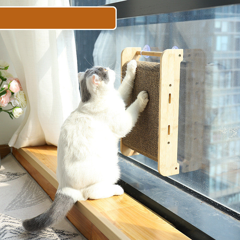 HKM-0808893 Vertical Cat Scratcher with Suction Cup, Durable Corrugated Paper Sofa Protector