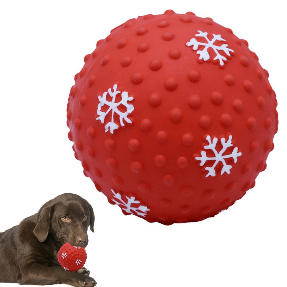 HKM-0810173 Festive Interactive Dog Toy Balls for Chewing, Tooth Cleaning, and Playtime Fun