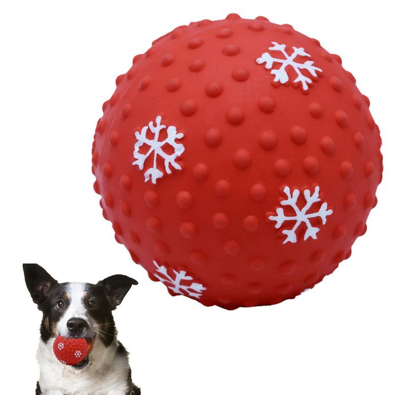 HKM-0810173 Festive Interactive Dog Toy Balls for Chewing, Tooth Cleaning, and Playtime Fun