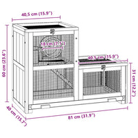 HKM-0810301 Two-Story Hamster Cage 81x40x60 cm with Solid Fir Wood, Exercise Wheel, and Easy Access Wire Mesh