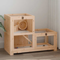 HKM-0810301 Two-Story Hamster Cage 81x40x60 cm with Solid Fir Wood, Exercise Wheel, and Easy Access Wire Mesh