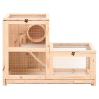 HKM-0810301 Two-Story Hamster Cage 81x40x60 cm with Solid Fir Wood, Exercise Wheel, and Easy Access Wire Mesh