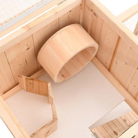 HKM-0810301 Two-Story Hamster Cage 81x40x60 cm with Solid Fir Wood, Exercise Wheel, and Easy Access Wire Mesh