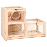 HKM-0810301 Two-Story Hamster Cage 81x40x60 cm with Solid Fir Wood, Exercise Wheel, and Easy Access Wire Mesh