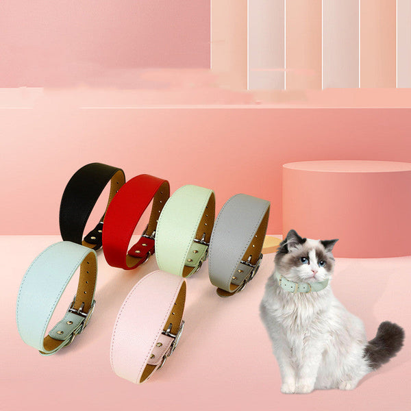 HKM-0810685 Casual Adjustable Pet Collar in Monochrome Colors - Black, Red, Light Green, Gray, Light Blue, Light Pink