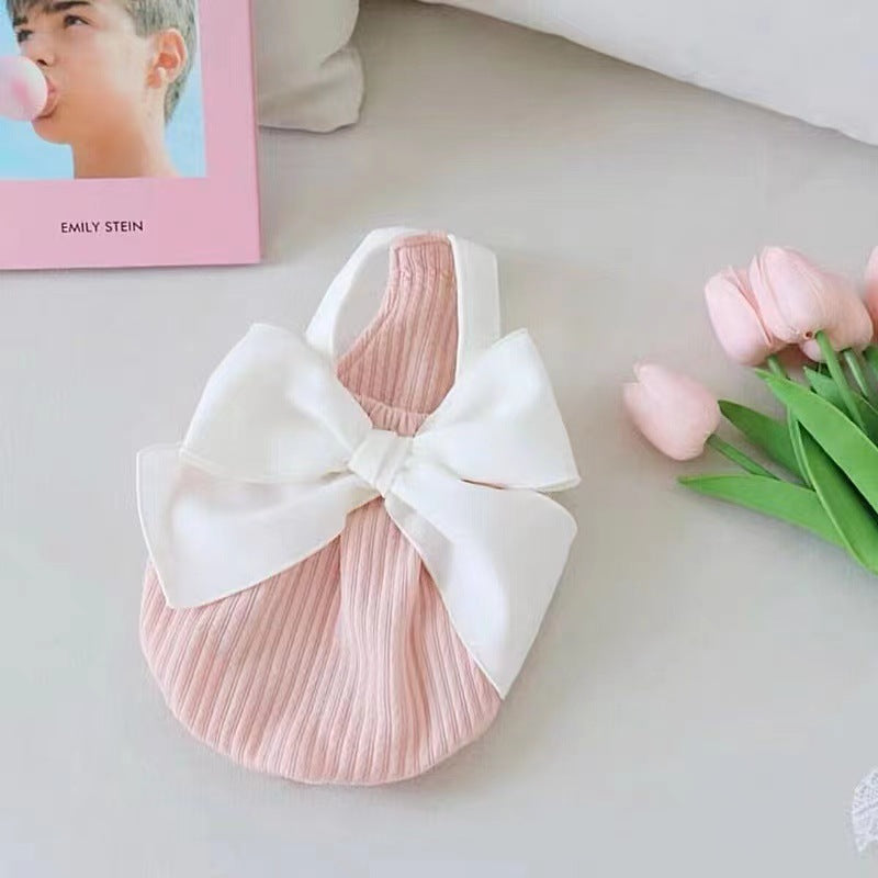 HKM-0810941 Summer Bow Suspenders for Pets - Available in Green, Pink, Yellow, Black - Polyester Dog Clothing in XS, S, M, L, XL