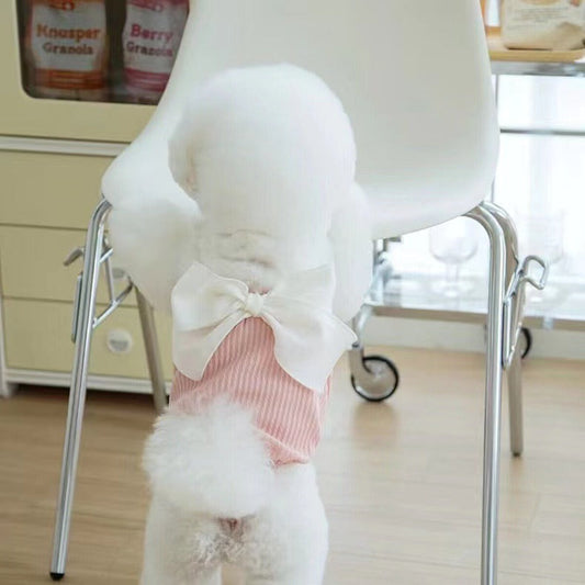 HKM-0810941 Summer Bow Suspenders for Pets - Available in Green, Pink, Yellow, Black - Polyester Dog Clothing in XS, S, M, L, XL