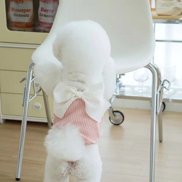 HKM-0810941 Summer Bow Suspenders for Pets - Available in Green, Pink, Yellow, Black - Polyester Dog Clothing in XS, S, M, L, XL