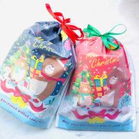 HKM-081107 Japanese Style Drawstring Bear Bag - 27cm x 33.5cm, Double Layered with Frosted Outer and Printed Inner, Perfect for A4 Paper and Cylinders