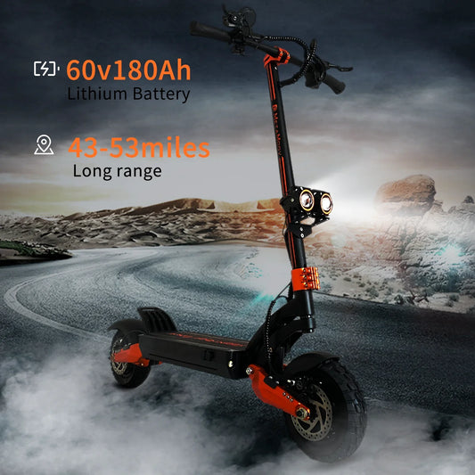 HKM-081171 60V 3000W Off-Road Electric Scooter with 10-Inch Wheels and Hydraulic Disc Brakes, Max Speed 65 km/h, 150 kg Load Capacity