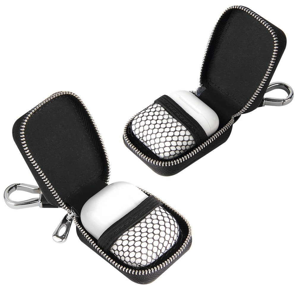 HKM-081171 Universal Clamshell Protective Case for Bluetooth Headsets - Faux Leather Headphone Cover