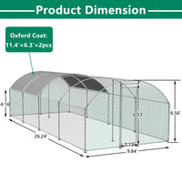 HKM-0812349 Large Metal Chicken Coop with Lockable Features and Waterproof Design - 258.2 sq ft Indoor/Outdoor Space