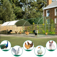 HKM-0812349 Large Metal Chicken Coop with Lockable Features and Waterproof Design - 258.2 sq ft Indoor/Outdoor Space