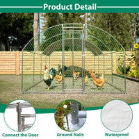 HKM-0812349 Large Metal Chicken Coop with Lockable Features and Waterproof Design - 258.2 sq ft Indoor/Outdoor Space