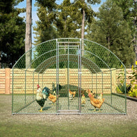 HKM-0812349 Large Metal Chicken Coop with Lockable Features and Waterproof Design - 258.2 sq ft Indoor/Outdoor Space