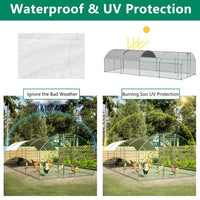 HKM-0812349 Large Metal Chicken Coop with Lockable Features and Waterproof Design - 258.2 sq ft Indoor/Outdoor Space
