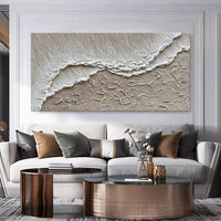 HKM-081235 Hand-Painted Landscape Oil Painting of Ocean Waves on Canvas for Living Room Decor
