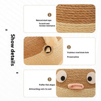 HKM-0812477 Puffer Leakage Food Feeder Tumbler Puzzle Toy for Cats and Dogs, 15cm Sisal Hemp Design