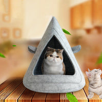 HKM-0812733 Ventilated Felt Pet Nest for Cats and Dogs - Medium Gray, Brown, Light Gray, 40cm x 40cm x 43cm